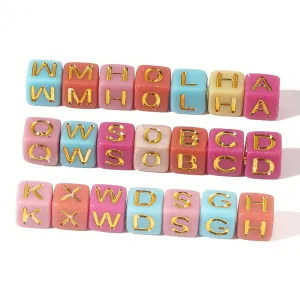 100 Square Alphabet Beads for Jewelry Making and Crafts