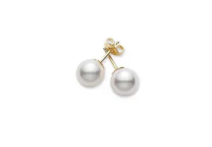 18K Gold Akoya Pearl Stud Earrings 8-8.25MM