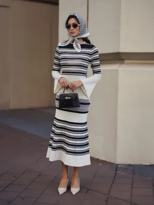 Black and White Knit Dress