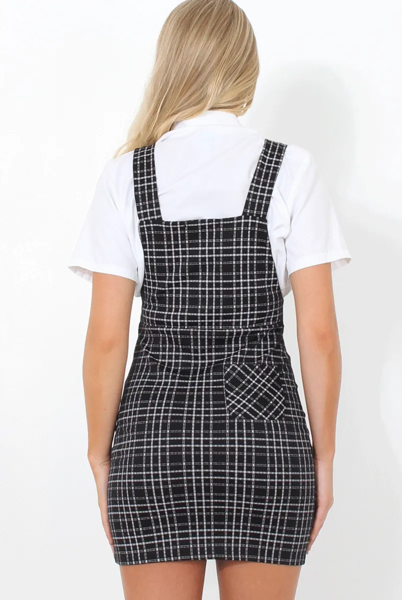 Black Checkered Pinafore-Naomi