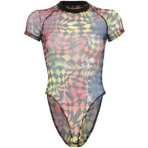 Colorful Geometric Printed Round Neck Bodysuit