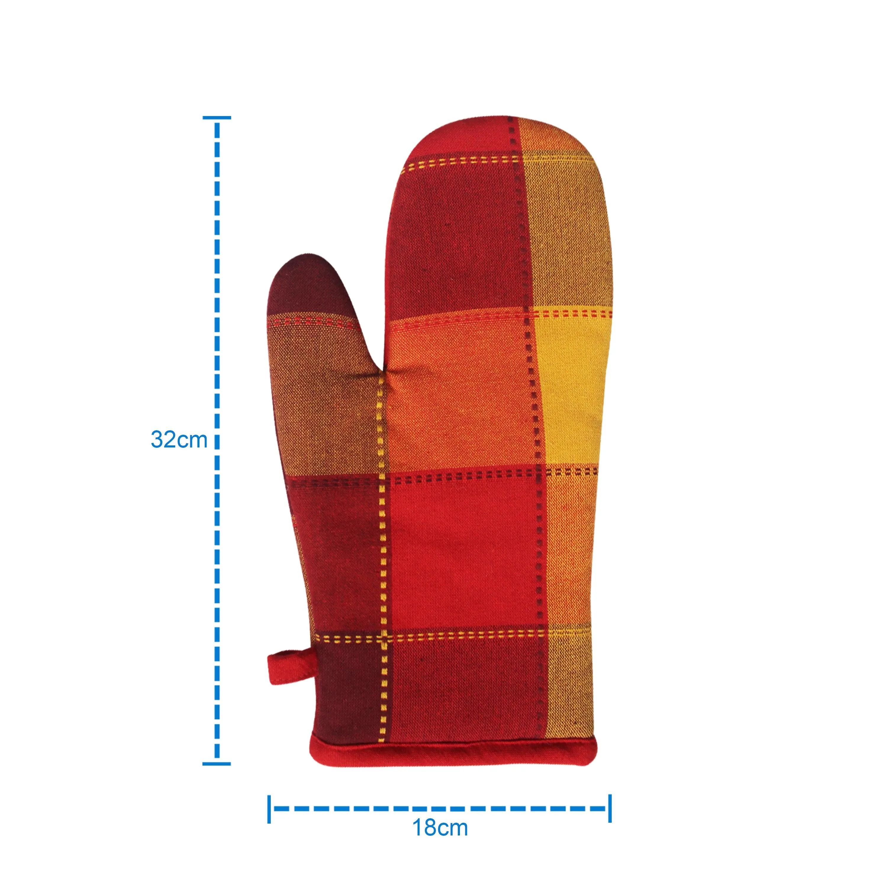 Cotton Dobby Red Oven Gloves Pack Of 2