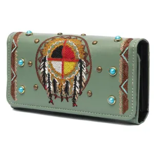 Embroidered Clutch Purse - Medicine Wheel Design