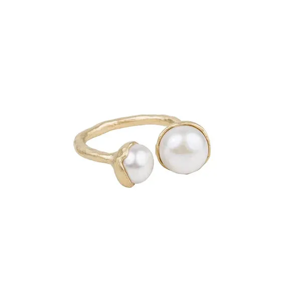 Fairley Double Pearl Ring - Gold