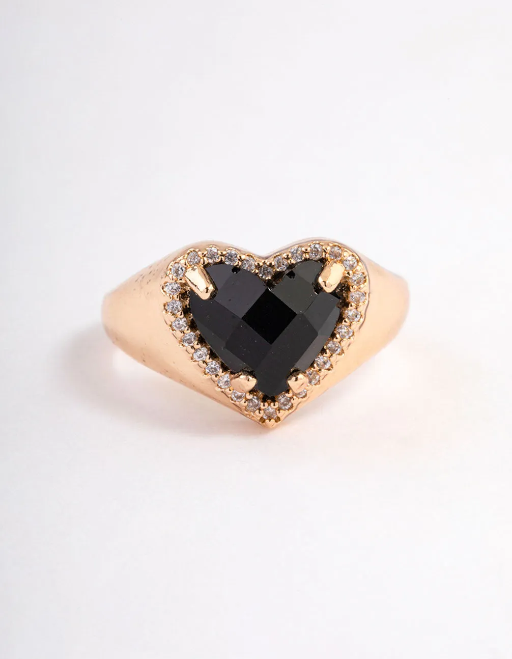 Gold Black Statement Heart Ring