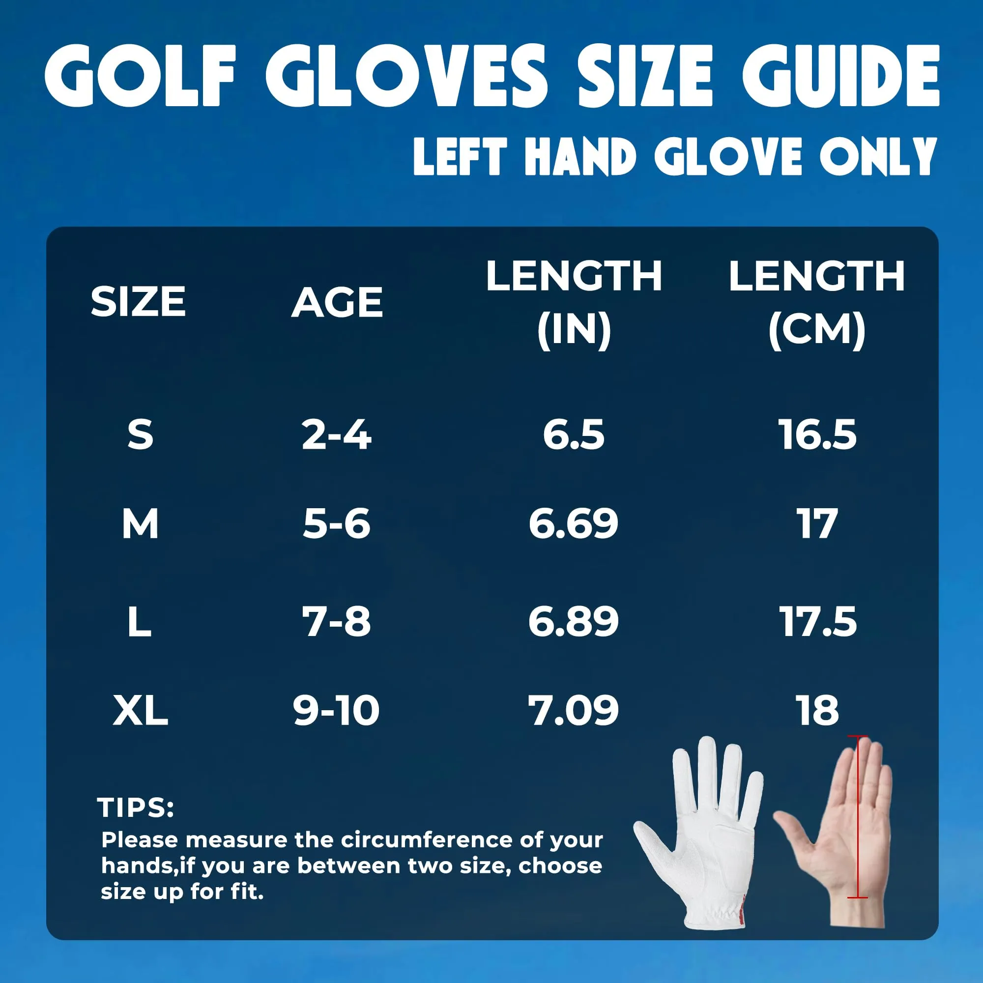 HANDLANDY Golf Gloves for Kids Boys and Girls, 1-Pack Both Left Hand, Breathable Comfort Gloves Gift for Youth Toddler Junior S799L*1