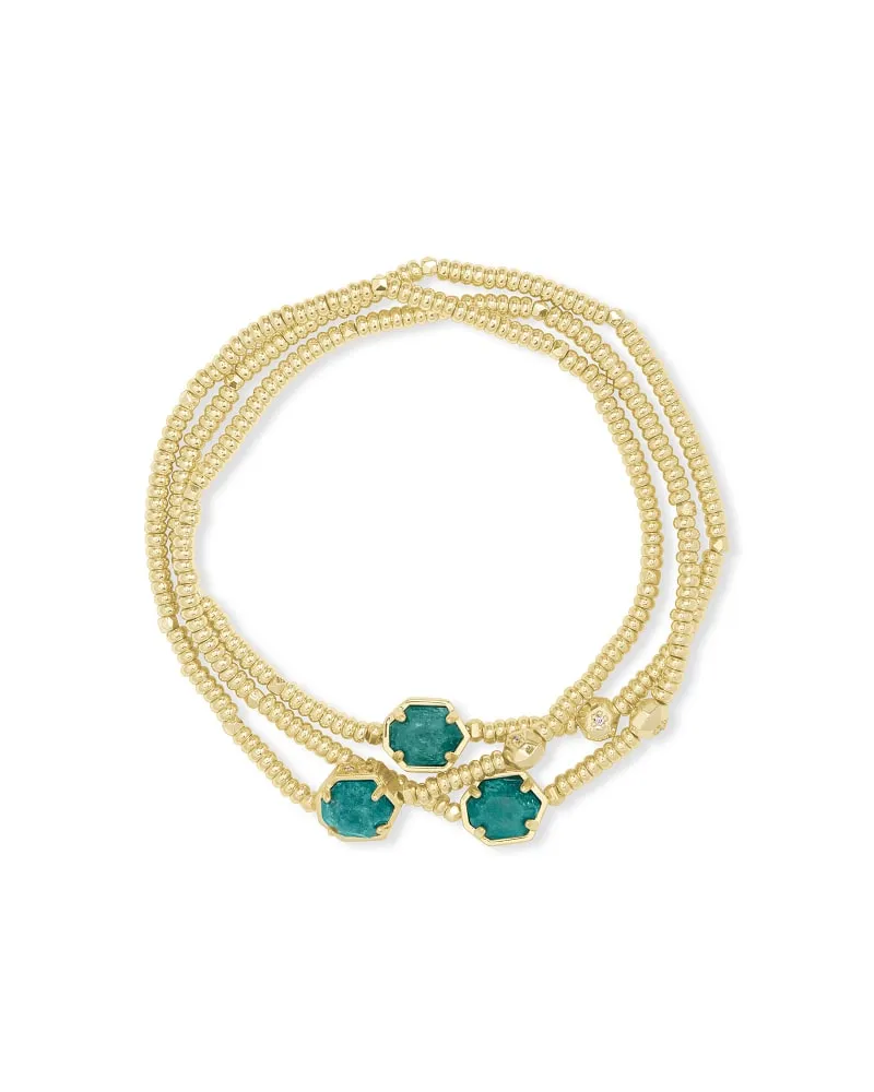 Kendra Scott Tomon Bracelet Set - Gold Dark Teal Amazonite