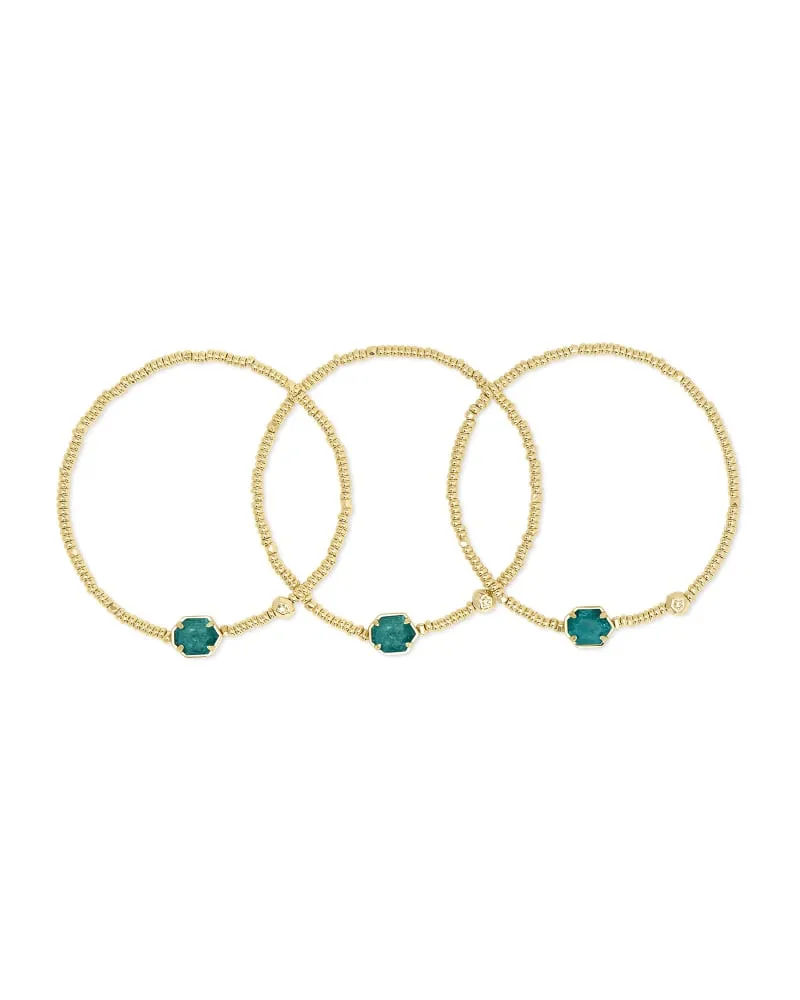 Kendra Scott Tomon Bracelet Set - Gold Dark Teal Amazonite