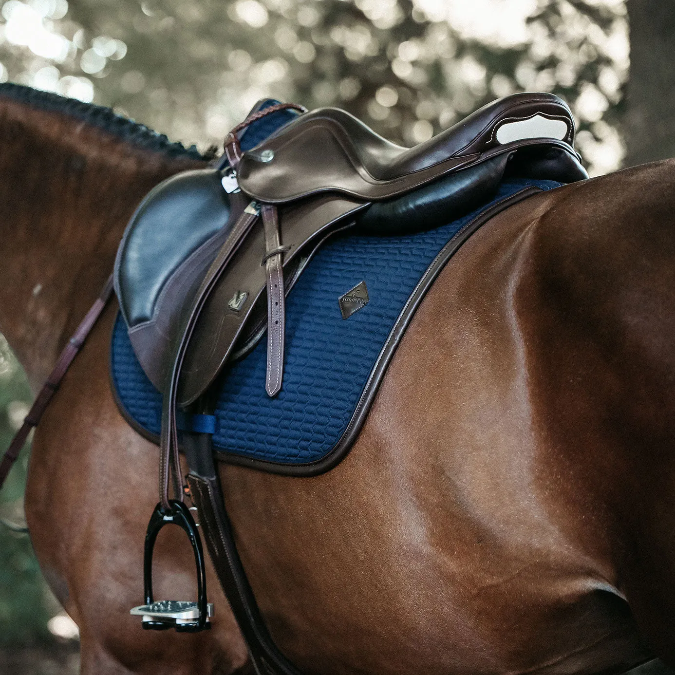 Kentucky Horsewear Leather Colour Edition Jumping Saddle Cloth - Navy