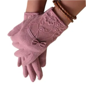 Lace Embroidered Bow-knot Wrist Gloves