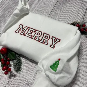 Merry Embroidered Sweatshirt, Women's Embroidered Sweatshirts