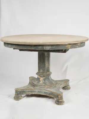 Round antique French center table w/ marble top