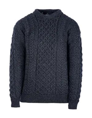 Traditional Unisex Aran Sweater - CHARCOAL