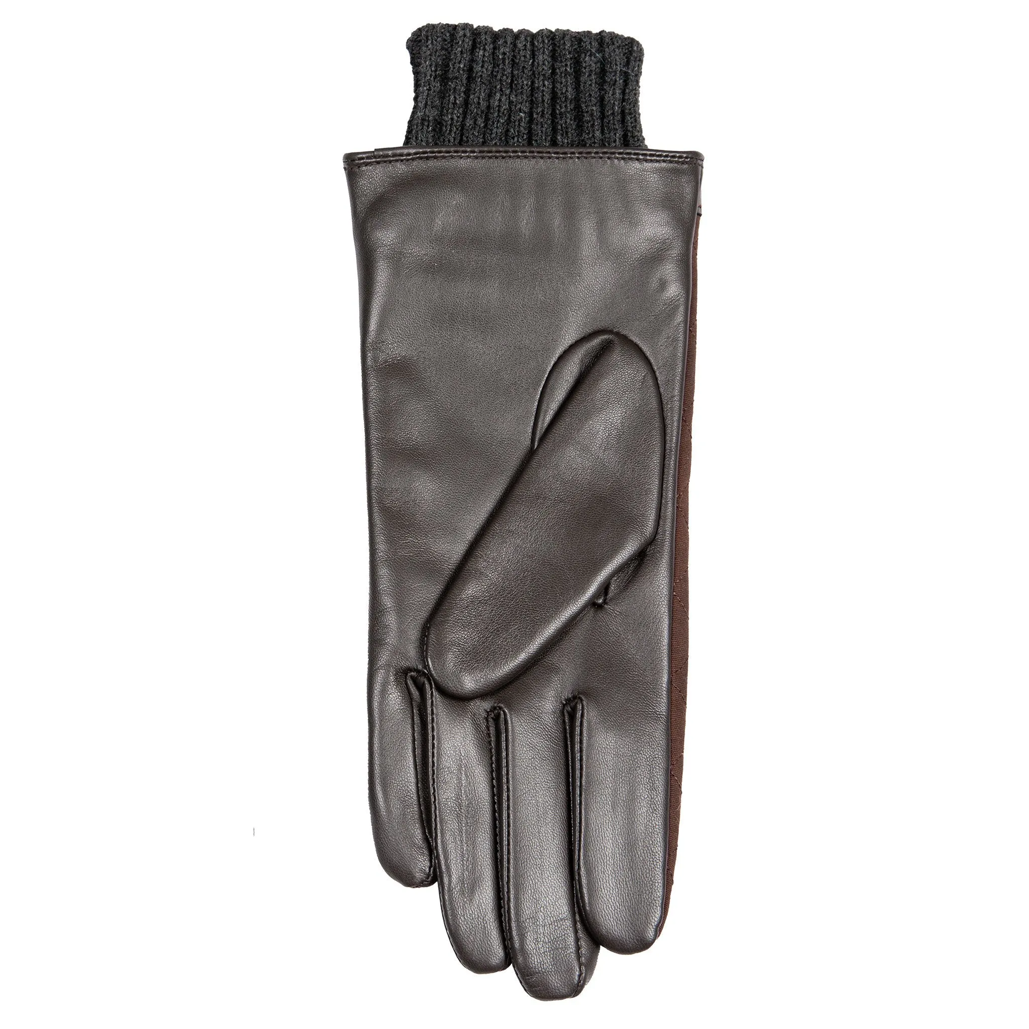 Women’s Touchscreen Water Resistant Lined Waxed Cotton and Leather Gloves with Knitted Cuffs