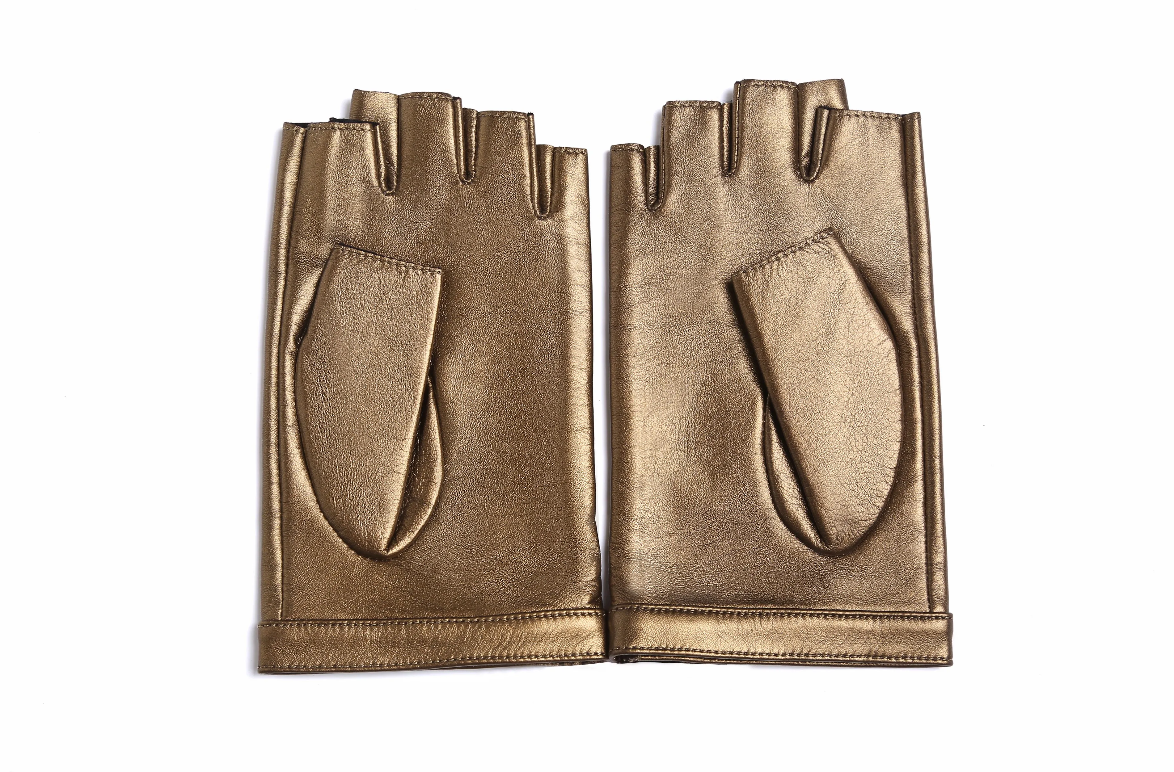 YISEVEN Women's Fingerless Lambskin  Leather Gloves